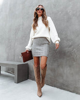 Just Cozy Enough Cable Knit Mini Skirt - Grey - SALE